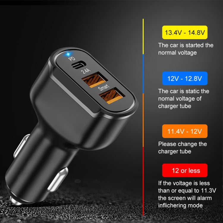PD+2.4A Dual USB Car Charger, Style: 3 Ports (Black), 3 Ports (Black), 3 Ports (White)