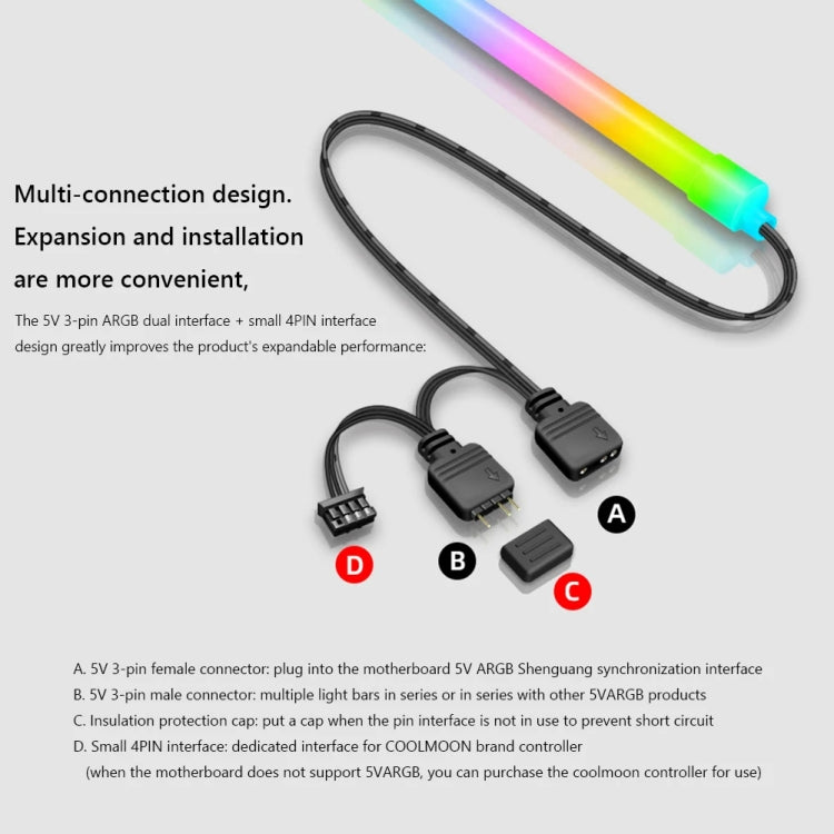 ARGB 케이스 라이트 바 컴퓨터 장식용 실리콘 LED 램프 스트립, Y360 라운드
