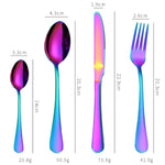 4PCS/세트 스테인리스 스틸 서양식 스테이크 포크 스푼 나이프 세트, 진짜 색상, 골드, 로즈 골드, 컬러풀, 블랙