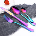 4PCS/세트 스테인리스 스틸 서양식 스테이크 포크 스푼 나이프 세트, 진짜 색상, 골드, 로즈 골드, 컬러풀, 블랙