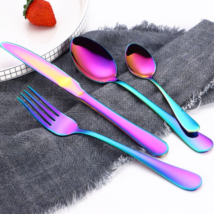 4PCS/세트 스테인리스 스틸 서양식 스테이크 포크 스푼 나이프 세트, 진짜 색상, 골드, 로즈 골드, 컬러풀, 블랙