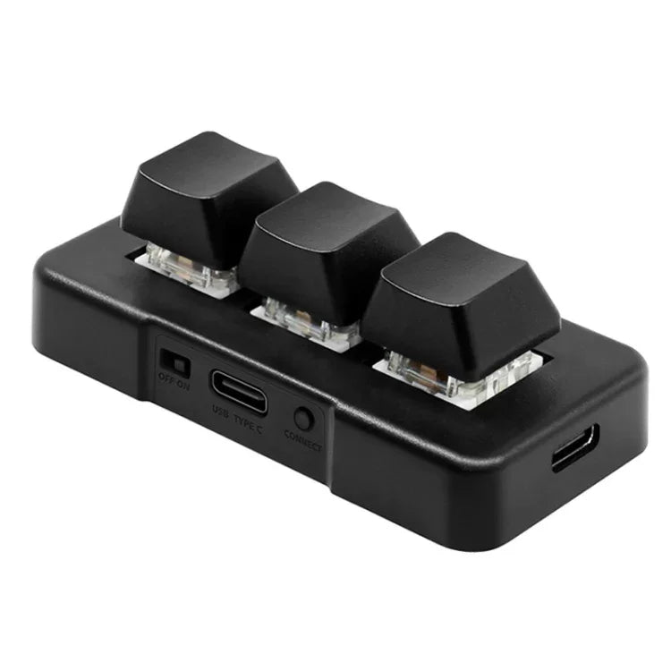 MK321 3키 맞춤 키 게임 오피스 PS 클립 매크로 프로그래밍 키패드, 케이블 길이: 1.5m, 화이트, 블랙