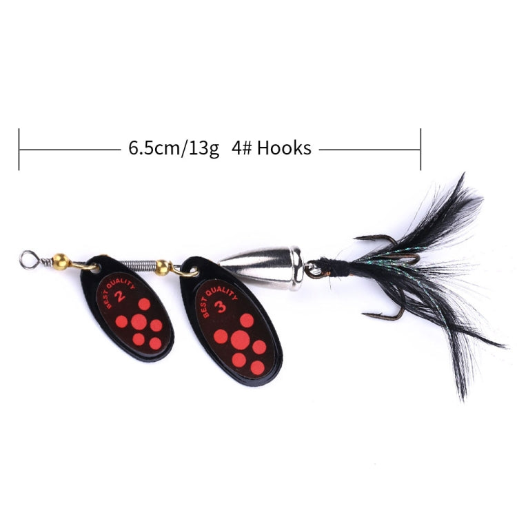 HENGJIA SP304 6.5cm 13g 깃털 훅 회전 스팽글 로드 루어 미끼, SP304 옐로우, SP304 오렌지 레드, SP304 블랙