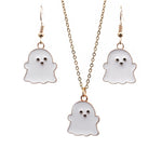 Halloween Jewelry Alloy Ghost Earrings Necklace, Ghost White, Ghost Black