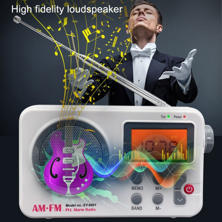 SY-8801 휴대용 레트로 라디오 HD LCD 화면 무게 베이스 단파 라디오, SY-8801