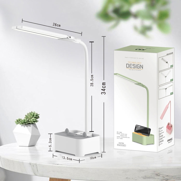 TD6 학생용 휴대폰 거치대 펜 홀더 눈 보호 USB 데스크 램프, 화이트, 핑크, 그린