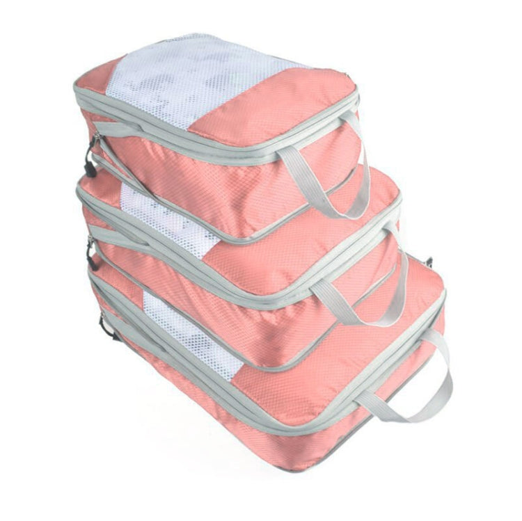 3개 세트 여행용 방수 압축 옷 보관 가방, 오렌지 망사 포함, 네이비 망사 포함, 핑크 망사 포함, 레드 망사 포함, 그린 망사 포함, 그레이 망사 포함, 블랙 망사 포함, 그레이 망사 미포함, 블랙 망사 미포함, 레드 망사 미포함, 블루 망사 미포함