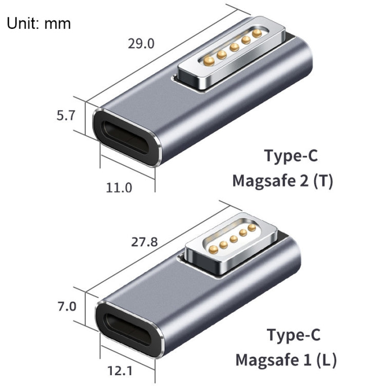 Type-C/USB-C to Magsafe1/2 충전 어댑터 PD 충전 지원, Type-C to Magsafe 1 L, Type-C to Magsafe 2 T