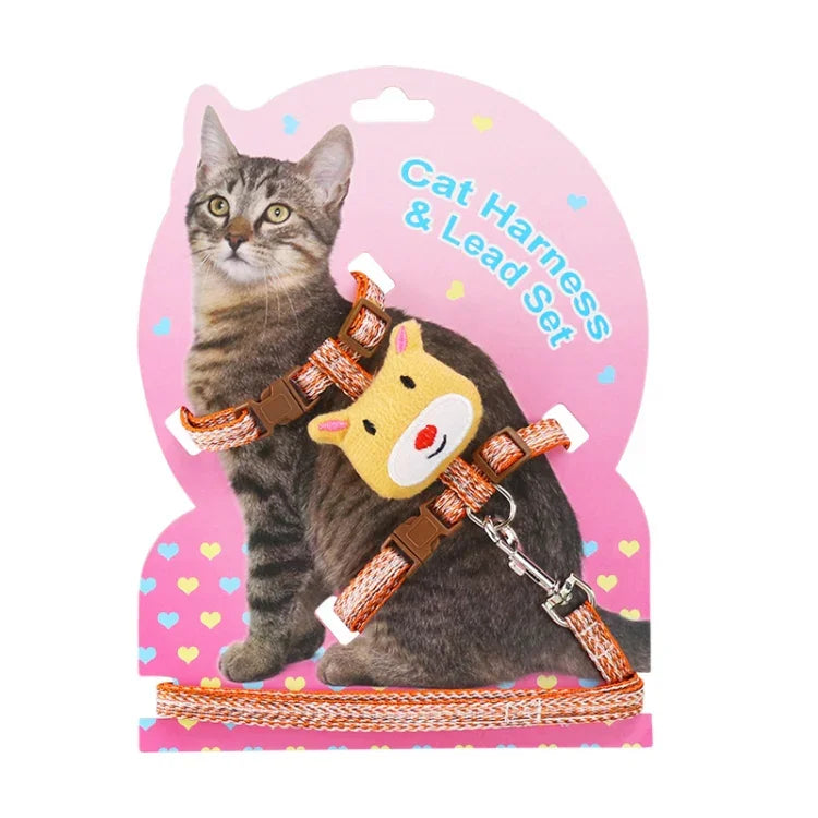 편안한 조절 가능한 탈출 방지 고양이 리드줄, S, L