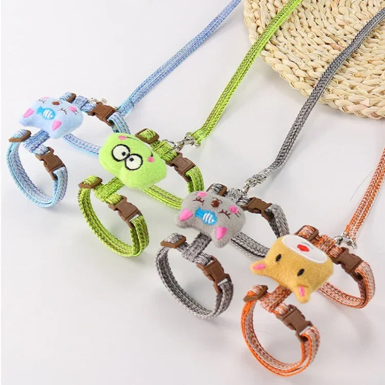 편안한 조절 가능한 탈출 방지 고양이 리드줄, S, L