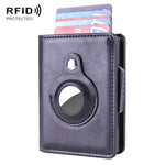 X-80 RFID 도난 방지 브러시드 가죽 카드 홀더 AirTag 2세대 / AirTag 1세대용, 블랙, 블루, 커피, 살구, 카본 파이버 블랙