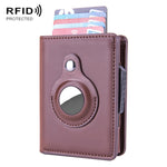 X-80 RFID 도난 방지 브러시드 가죽 카드 홀더 AirTag 2세대 / AirTag 1세대용, 블랙, 블루, 커피, 살구, 카본 파이버 블랙