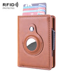 X-80 RFID 도난 방지 브러시드 가죽 카드 홀더 AirTag 2세대 / AirTag 1세대용, 블랙, 블루, 커피, 살구, 카본 파이버 블랙