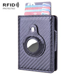 X-80 RFID 도난 방지 브러시드 가죽 카드 홀더 AirTag 2세대 / AirTag 1세대용, 블랙, 블루, 커피, 살구, 카본 파이버 블랙
