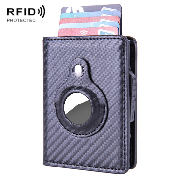 X-80 RFID 도난 방지 브러시드 가죽 카드 홀더 AirTag 2세대 / AirTag 1세대용, 블랙, 블루, 커피, 살구, 카본 파이버 블랙