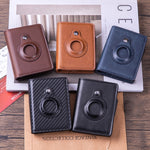 X-80 RFID 도난 방지 브러시드 가죽 카드 홀더 AirTag 2세대 / AirTag 1세대용, 블랙, 블루, 커피, 살구, 카본 파이버 블랙
