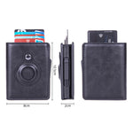 X-80 RFID 도난 방지 브러시드 가죽 카드 홀더 AirTag 2세대 / AirTag 1세대용, 블랙, 블루, 커피, 살구, 카본 파이버 블랙