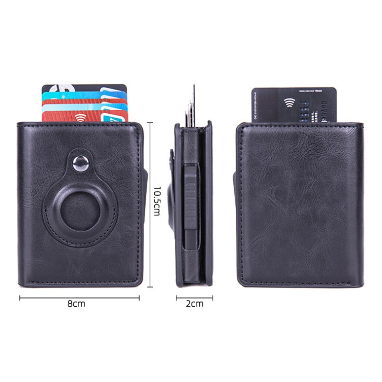 X-80 RFID 도난 방지 브러시드 가죽 카드 홀더 AirTag 2세대 / AirTag 1세대용, 블랙, 블루, 커피, 살구, 카본 파이버 블랙