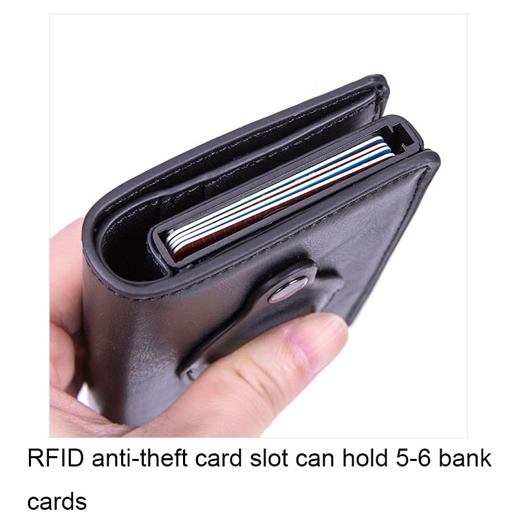 X-80 RFID 도난 방지 브러시드 가죽 카드 홀더 AirTag 2세대 / AirTag 1세대용, 블랙, 블루, 커피, 살구, 카본 파이버 블랙