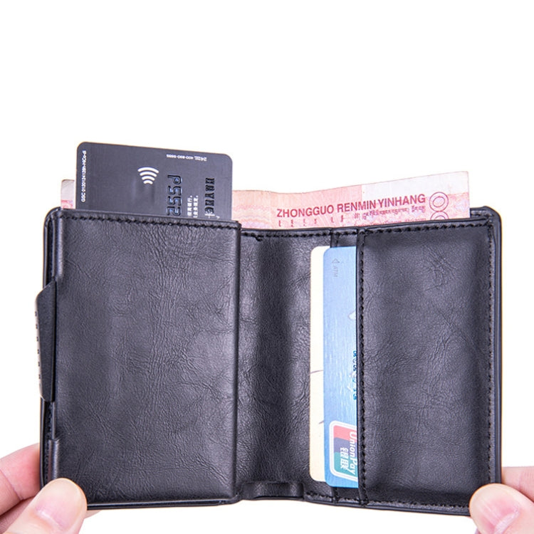 X-80 RFID 도난 방지 브러시드 가죽 카드 홀더 AirTag 2세대 / AirTag 1세대용, 블랙, 블루, 커피, 살구, 카본 파이버 블랙