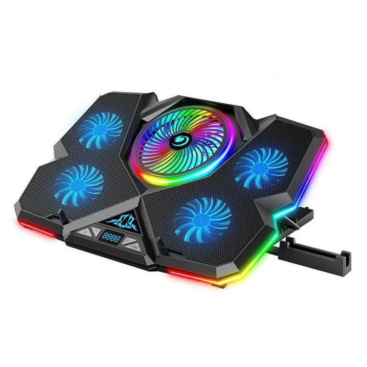 CoolCold 다섯 팬 2 USB 포트 노트북 쿨러 게이밍 노트북 쿨 스탠드, 버전:, 터치 심포니 블루