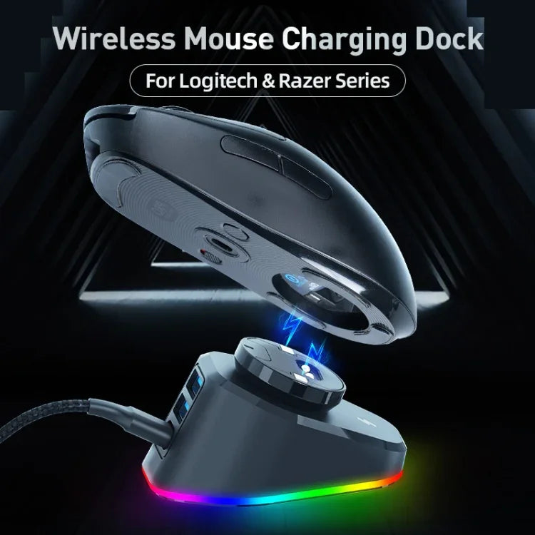 로지텍 G502 / GPW1 / 2 무선 마우스 충전 도크 스탠드용, 블랙 직조, 블랙 스트림, 화이트 직조, 화이트 스트림