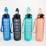 1000ml 그라데이션 스페이스 컵 스포츠 보틀 바운스 뚜껑 빨대 컵, 오렌지-그린 그라데이션, 블루와 레드 그라데이션, 그린과 레드 그라데이션, 옐로우 퍼플 그라데이션, 블랙, 블루, 그린