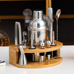 BY-F12 Semicircle Wooden Base Bar Shaker Set, Spec:, 350ml, 550ml, 700ml, 750ml