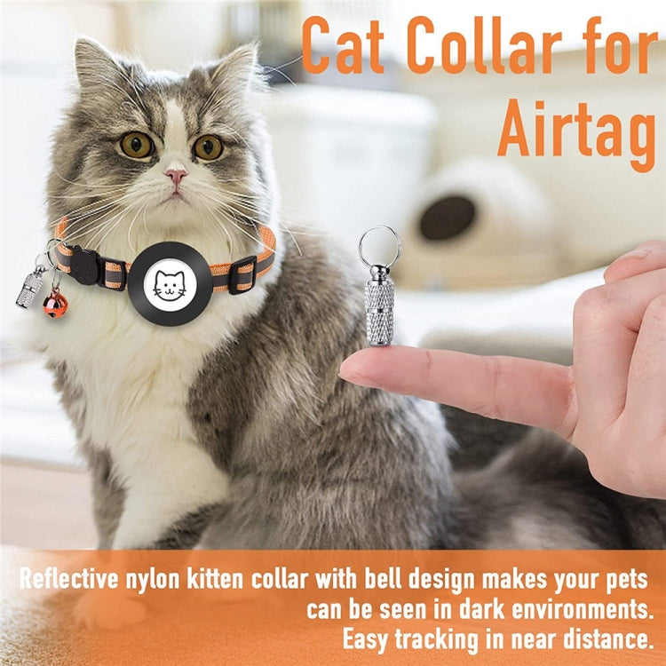 AirTag 2세대 / AirTag 1세대용 벨이 달린 애완동물 분실 방지 주소 펜던트 목걸이, 그린, 퍼플, 블랙, 핑크, 오렌지, 블루