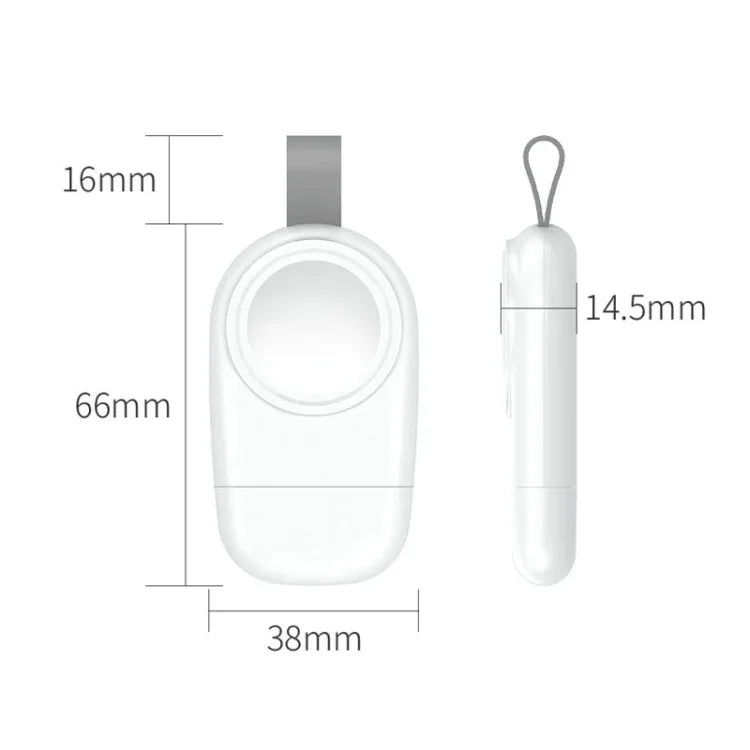 USB 휴대용 무선 자석 흡착 충전기 애플 워치 1/2/3/4/5/6/7/SE용, 흰색