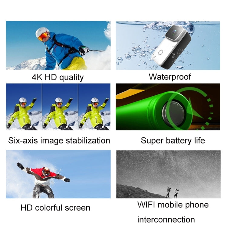 엄지 액션 카메라 4K HD 손떨림 방지 WiFi 카메라, (화이트), (블랙)