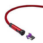 CC57 회전식 자석 고속 충전 데이터 케이블, 스타일:, 1m + Type-C / USB-C + 빨강, 1m + Type-C / USB-C + 검정, 2m + Type-C / USB-C + 빨강, 2m + Type-C / USB-C + 검정