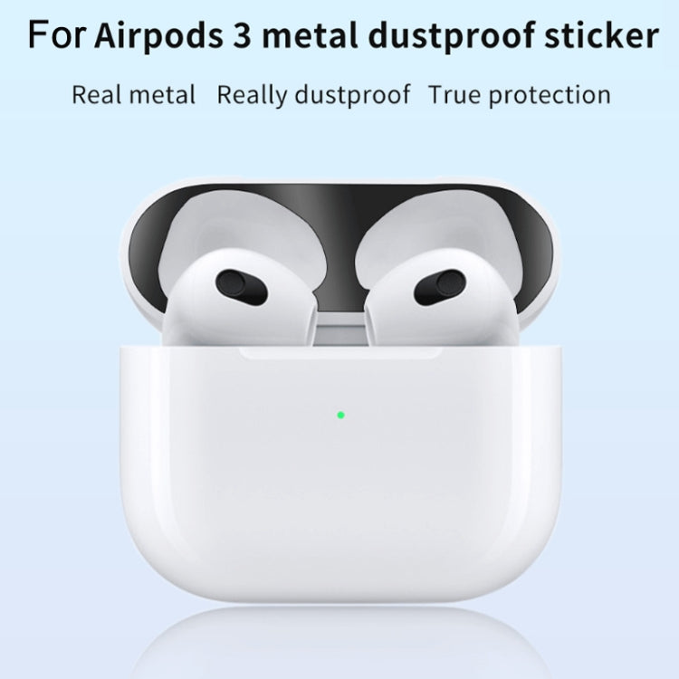 Airpods 3용 2개입 헤드폰 내부 커버 스티커 방진 보호 필름, 검정, 금색, 은색, 로즈 골드, 빨강, 초록, 파랑, 보라