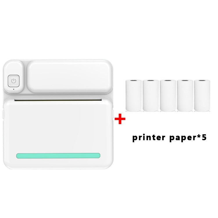 C19 200DPI 학생 숙제용 프린터 블루투스 무잉크 포켓 프린터, 핑크, 블루, 핑크 프린터 용지 x 5, 블루 프린터 용지 x 5, 핑크 스티커 x 5, 블루 스티커 x 5, 핑크 세트, 블루 세트