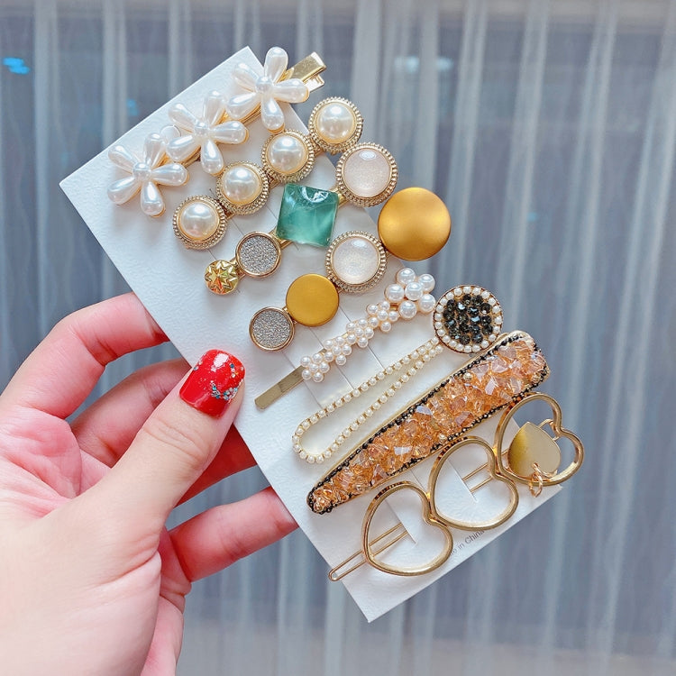 합금 컬러풀 헤어핀 머리장식 진주 라인스톤 클립 세트, 8개 세트 헤비 워크, 8개 세트 체리, 8개 세트 핑크 체리, 8개 세트 불가사리, 7개 세트 인어, 4개 세트 연한 파랑, 6개 세트 보라, 6개 세트 신선한 초록, 8개 세트 노랑, 7개 세트 노랑 헤어...