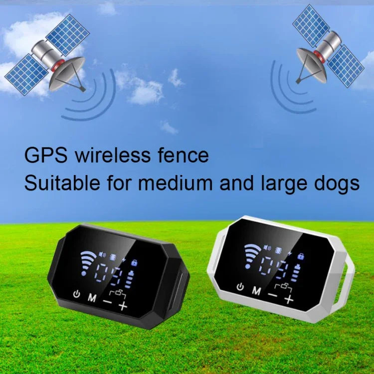 개 훈련기 전자 울타리 스마트 GPS 무선 짖음 멈춤, 화이트, 블랙