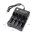 18650 4.2V 리튬 배터리 USB 독립 4 슬롯 충전기, 4 슬롯 USB(블랙)