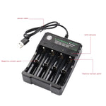 18650 4.2V 리튬 배터리 USB 독립 4 슬롯 충전기, 4 슬롯 USB(블랙)
