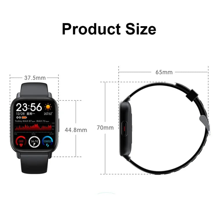 QS16Pro 1.69인치 건강 모니터링 방수 스마트 시계, 체온 측정 지원, 화이트, 핑크, 블루, 블랙, 실버 그레이, 그린, 블랙 스틸, 두꺼운 블랙 스틸