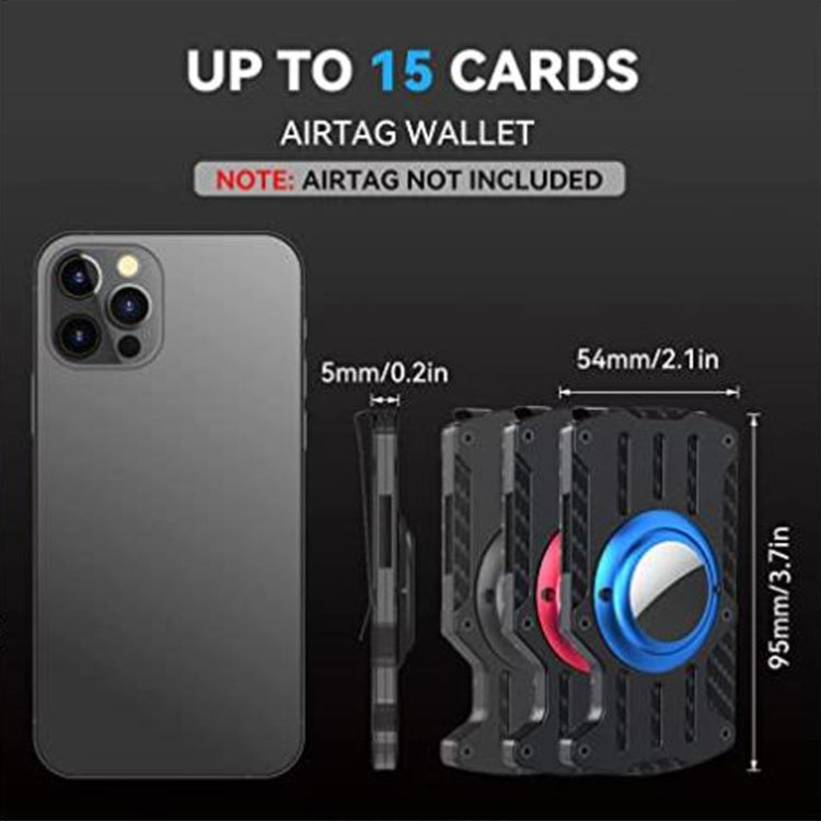 남성용 울트라 슬림 트래커 카드 홀더 RFID 메탈 카드 홀더 AirTag 2세대 / AirTag 1세대용, 블랙, 블루, 레드
