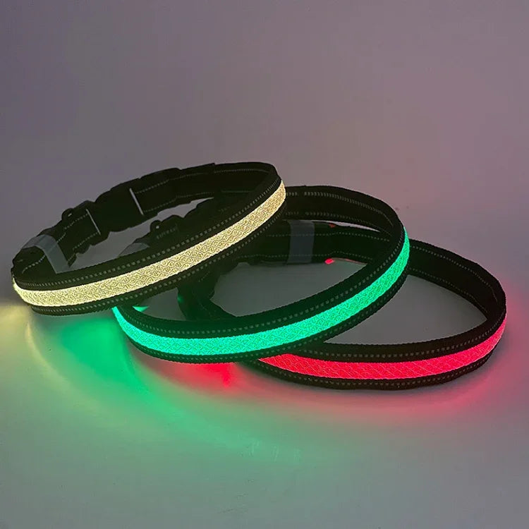 LED 충전식 내마모 및 방수 애완동물 조명 목걸이, 사이즈:, XS, S, M, L