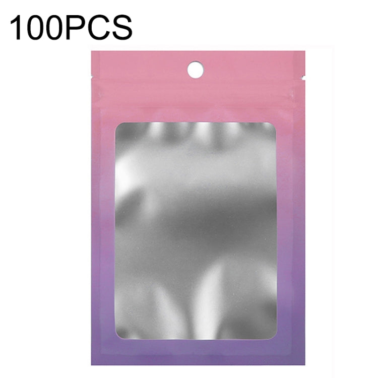 100개 알루미늄 호일 지퍼백 쥬얼리 데이터 케이블 밀봉 포장 백, 크기:, 7.5x10cm (핑크에서 보라 그라데이션), 7.5x10cm (블루에서 핑크 그라데이션), 7.5x10cm (블루 그라데이션), 7.5x10cm (옐로우 그라데이션), 8.5x13cm (핑크에서 보라 그라데이션)