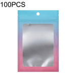 100개 알루미늄 호일 지퍼백 쥬얼리 데이터 케이블 밀봉 포장 백, 크기:, 7.5x10cm (핑크에서 보라 그라데이션), 7.5x10cm (블루에서 핑크 그라데이션), 7.5x10cm (블루 그라데이션), 7.5x10cm (옐로우 그라데이션), 8.5x13cm (핑크에서 보라 그라데이션)