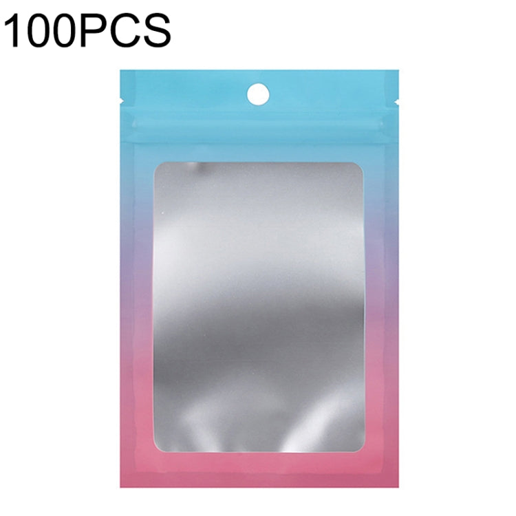 100개 알루미늄 호일 지퍼백 쥬얼리 데이터 케이블 밀봉 포장 백, 크기:, 7.5x10cm (핑크에서 보라 그라데이션), 7.5x10cm (블루에서 핑크 그라데이션), 7.5x10cm (블루 그라데이션), 7.5x10cm (옐로우 그라데이션), 8.5x13cm (핑크에서 보라 그라데이션)
