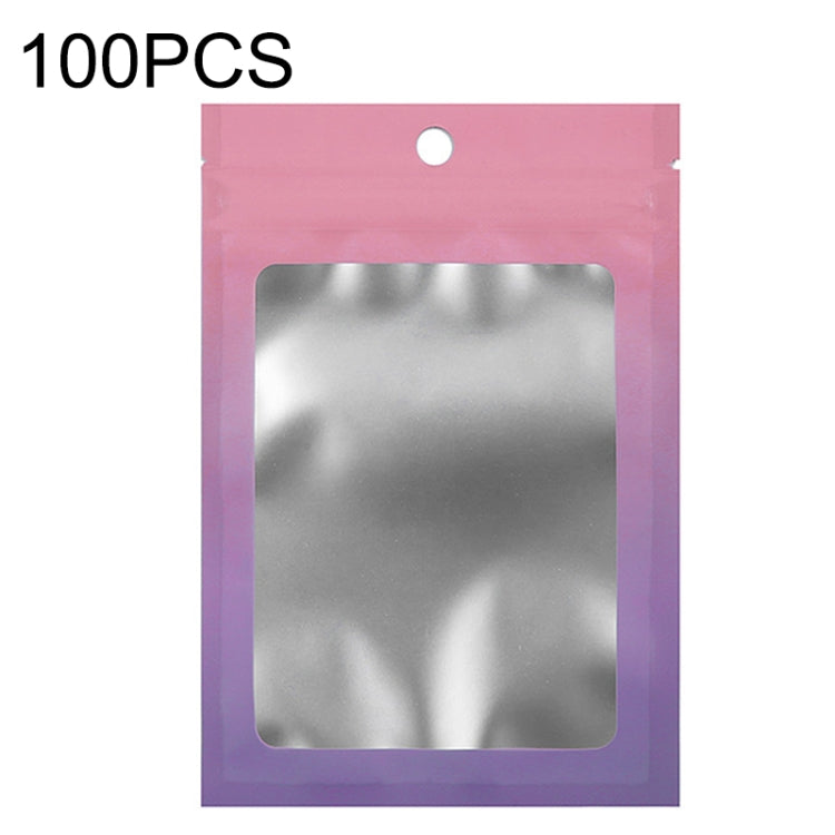 100개 알루미늄 호일 지퍼백 쥬얼리 데이터 케이블 밀봉 포장 백, 크기:, 7.5x10cm (핑크에서 보라 그라데이션), 7.5x10cm (블루에서 핑크 그라데이션), 7.5x10cm (블루 그라데이션), 7.5x10cm (옐로우 그라데이션), 8.5x13cm (핑크에서 보라 그라데이션)