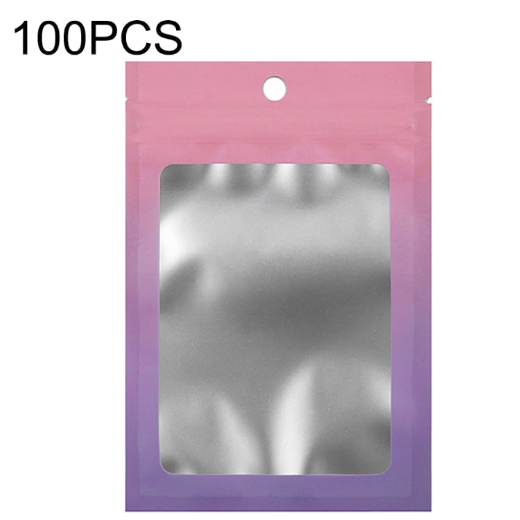 100개 알루미늄 호일 지퍼백 쥬얼리 데이터 케이블 밀봉 포장 백, 크기:, 7.5x10cm (핑크에서 보라 그라데이션), 7.5x10cm (블루에서 핑크 그라데이션), 7.5x10cm (블루 그라데이션), 7.5x10cm (옐로우 그라데이션), 8.5x13cm (핑크에서 보라 그라데이션)