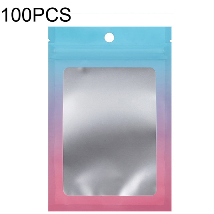 100개 알루미늄 호일 지퍼백 쥬얼리 데이터 케이블 밀봉 포장 백, 크기:, 7.5x10cm (핑크에서 보라 그라데이션), 7.5x10cm (블루에서 핑크 그라데이션), 7.5x10cm (블루 그라데이션), 7.5x10cm (옐로우 그라데이션), 8.5x13cm (핑크에서 보라 그라데이션)