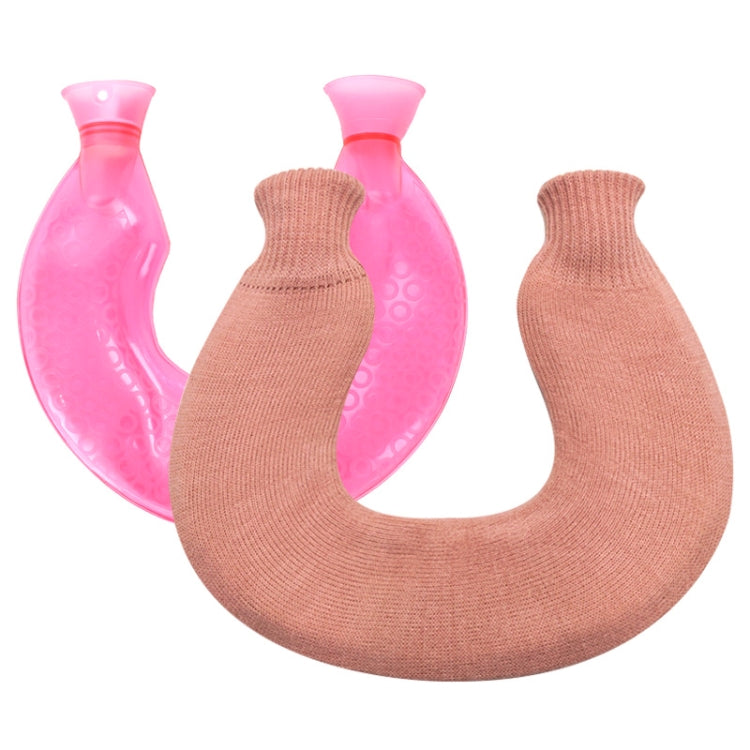 U자형 PVC 온열 찜질 어깨 및 목 폭발 방지 물 주입 온수 주머니, 파랑 + 회색 크리스탈, 파랑 + 네이비 크리스탈, 파랑 + 녹색 눈송이 니트, 파랑 + 회색 니트, 파랑 + 시안 니트, 파랑 연시안 니트