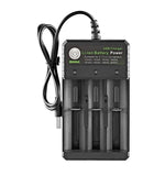 BMAX 18650 3슬롯 USB 충전기 3.7/4.2V 독립 리튬 배터리 충전기, 3슬롯 USB(블랙)
