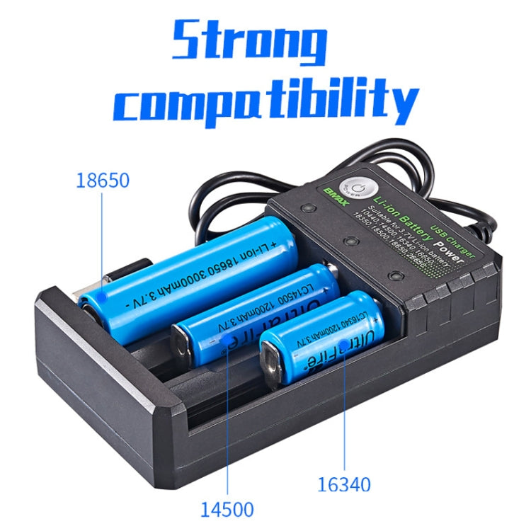 BMAX 18650 3슬롯 USB 충전기 3.7/4.2V 독립 리튬 배터리 충전기, 3슬롯 USB(블랙)